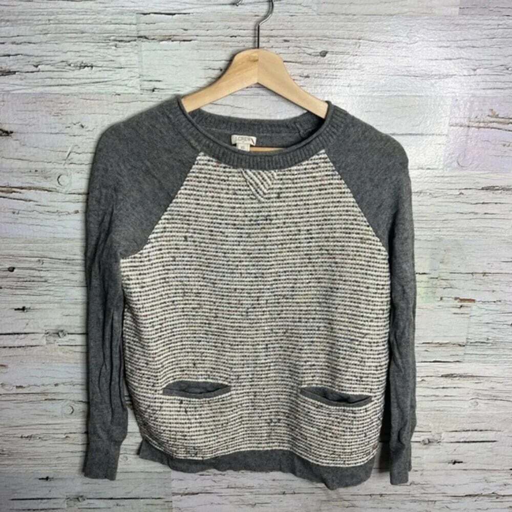 J. Crew gray sweater long sleeve cream  sparkly size xs